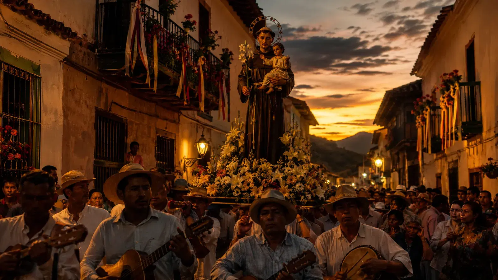 Procession of Saint Anthony of Padua through the colonial streets of El Tocuyo on June 13