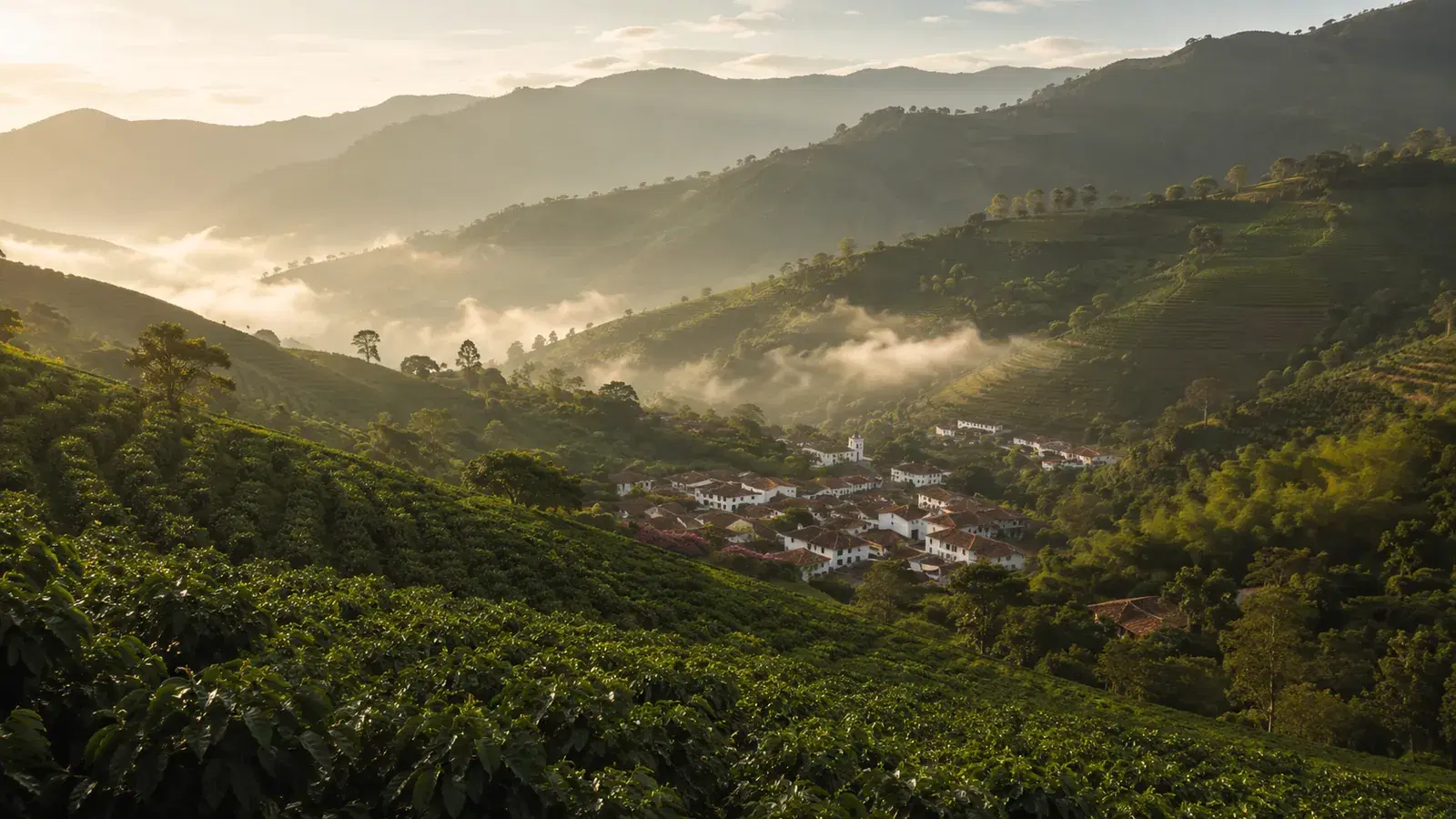 Landscape of coffee plantations in the mountains of Humocaro Alto, Morán Municipality